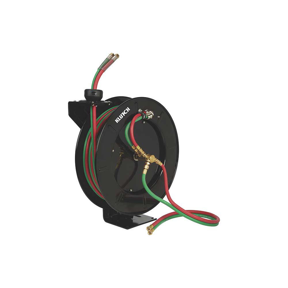 1/4" x 50' Hoses Klutch Spring-Rewind Twin-Line Oxyacetylene Hose Reel (58695)