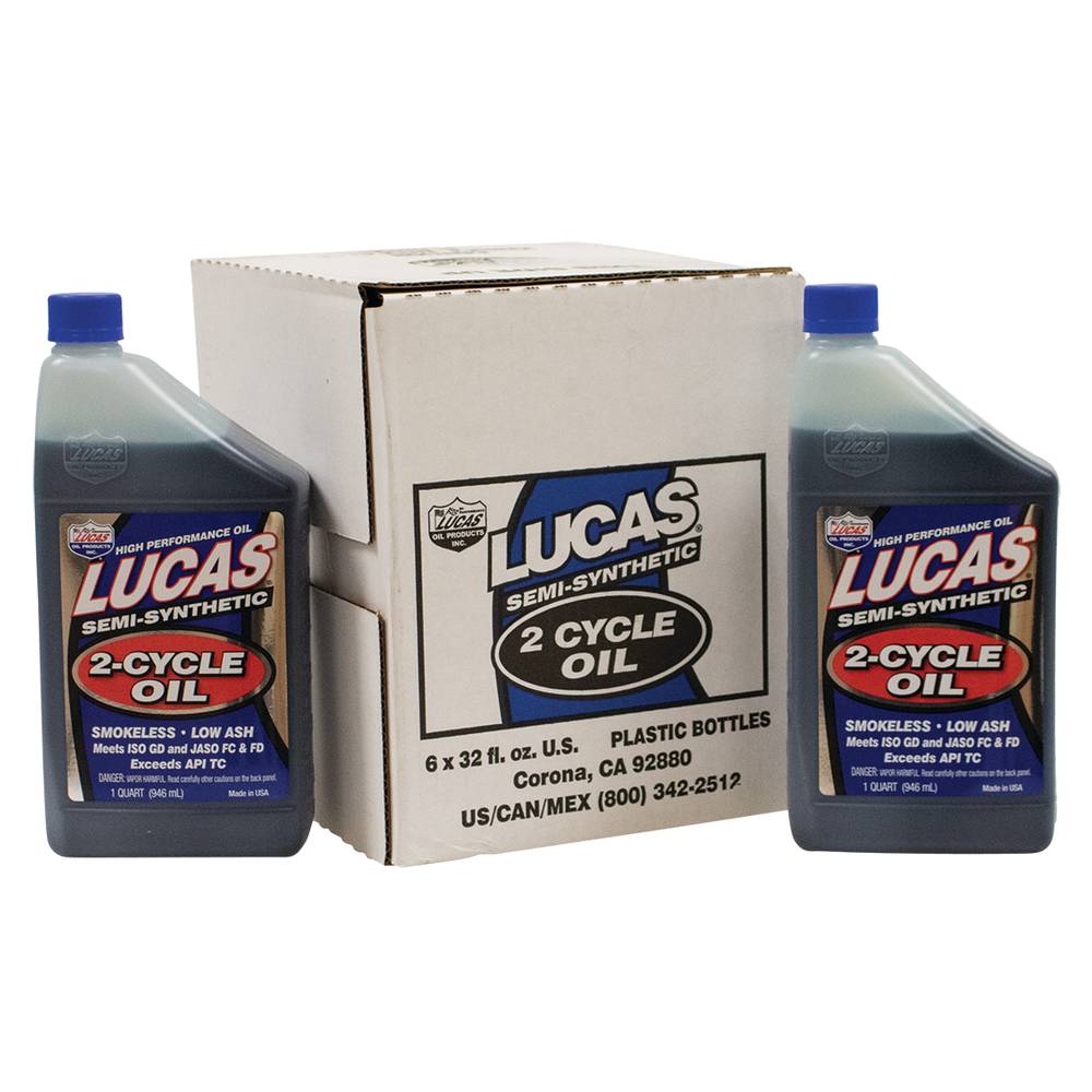 6 Lucas Oil 2-Cycle Oil Semi-Synthetic, Six 32 Ounce Bottles (Stens 051-533)