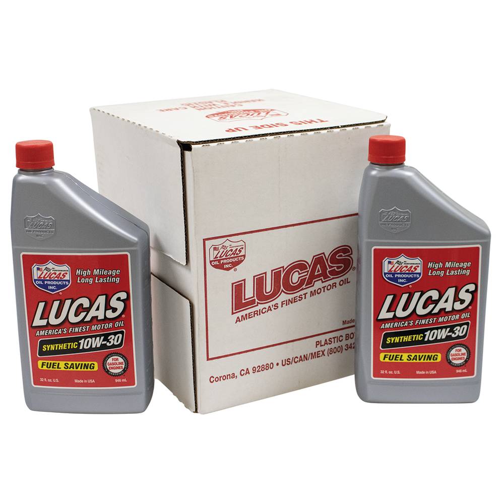 6 Lucas Oil Synthetic Motor Oil SAE 10W-30, Six 32 Ounce Bottles (Stens 051-551)