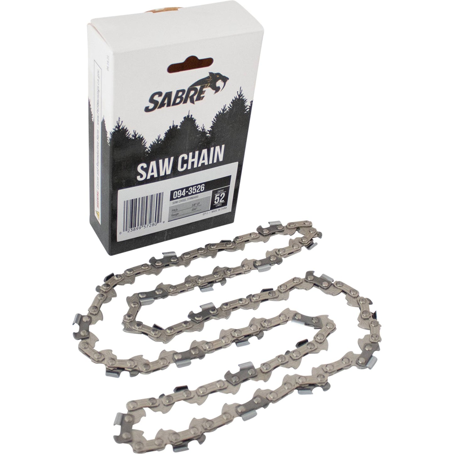 Sabre Chain Pre-Cut Loop 52 DL 3/8" LP, .050", Semi-Chisel Standard (Stens 094-3526)