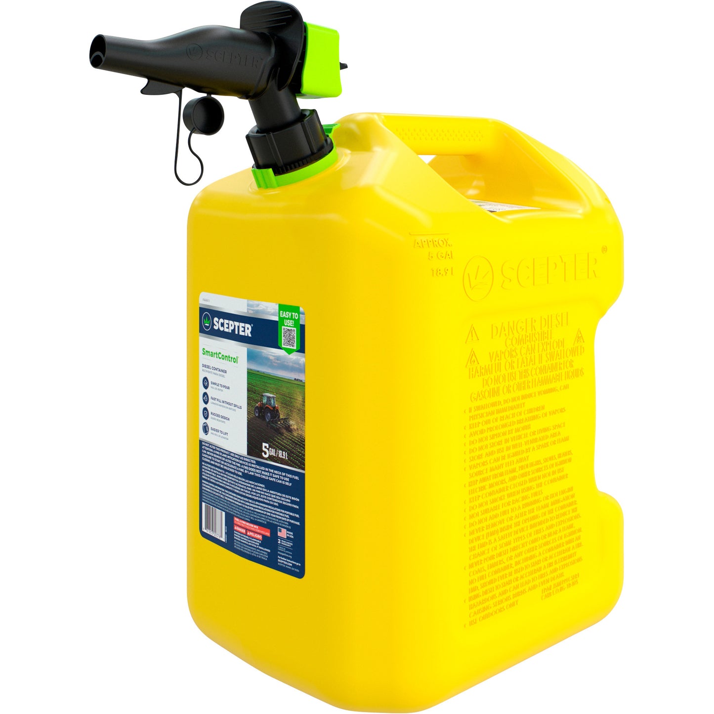 Scepter Set Of Four 5 Gallon Yellow Diesel Fuel Cans With Smartcontrol Spout (FSCD501)