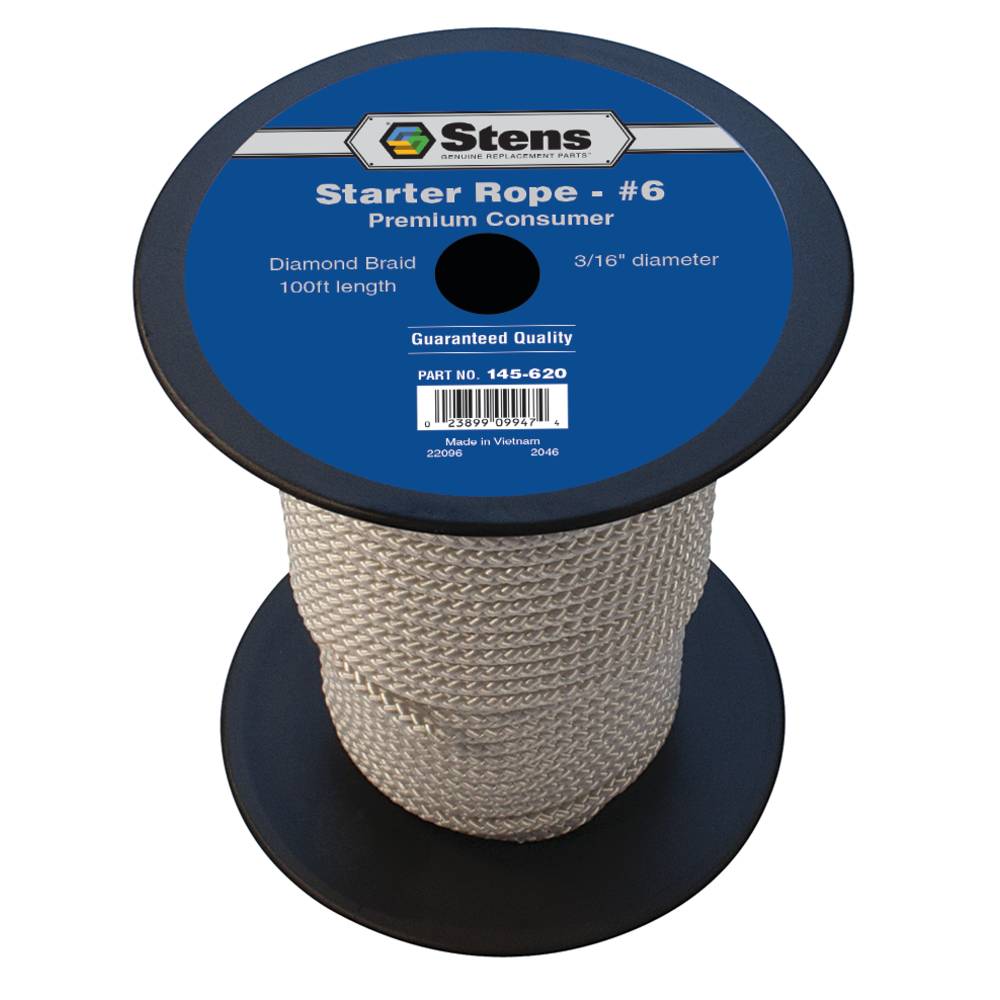 Stens 100'Diamond Braid Starter Rope #6 Diamond (Stens 145-620)