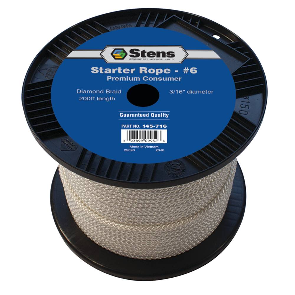 Stens 200'Diamond Braid Starter Rope #6 Diamond (Stens 145-716)