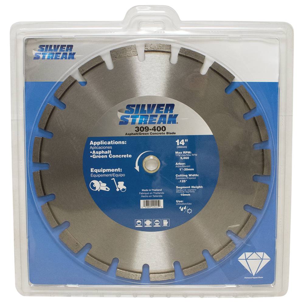 Silver Streak Asphalt/Green Concrete Blade 14" Asphalt/Green Concrete Blade (Stens 309-400)