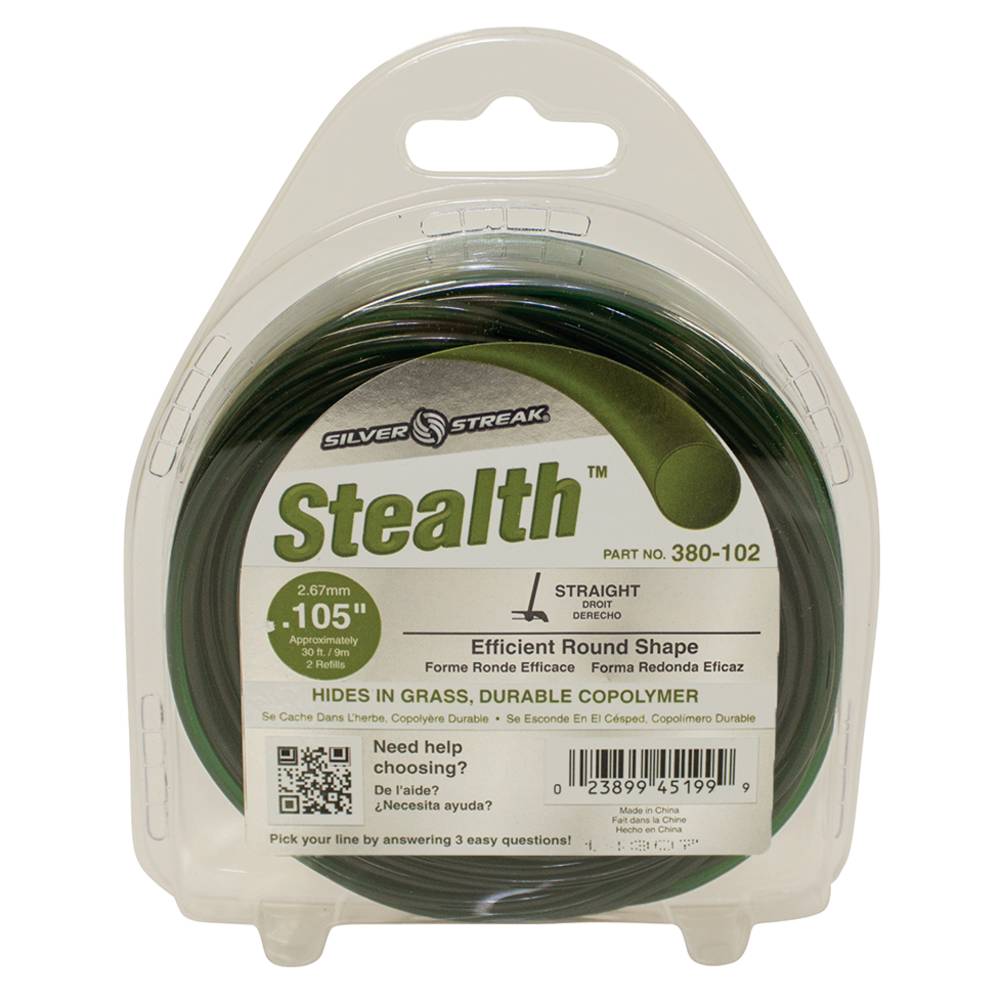 Silver Streak Stealth Trimmer Line .105 30' Clam Shell (Stens 380-102)