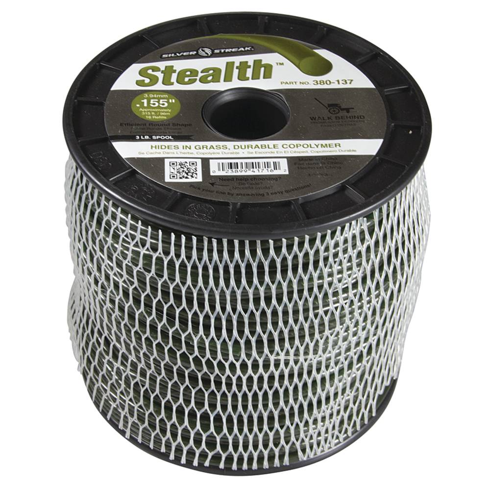 Silver Streak Stealth Trimmer Line .155 3 lb. Spool (Stens 380-137)