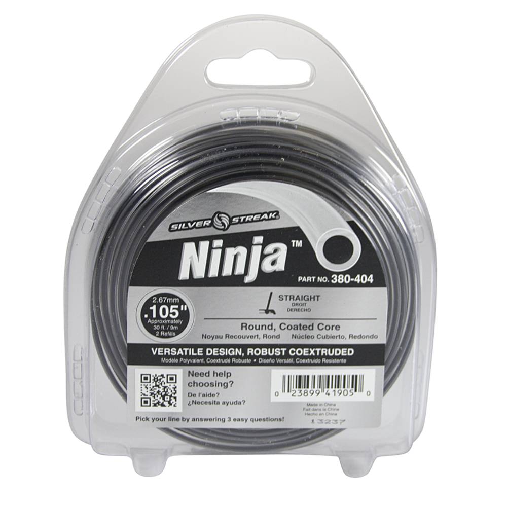 Silver Streak Ninja Trimmer Line .105 30' Clam Shell (Stens 380-404)