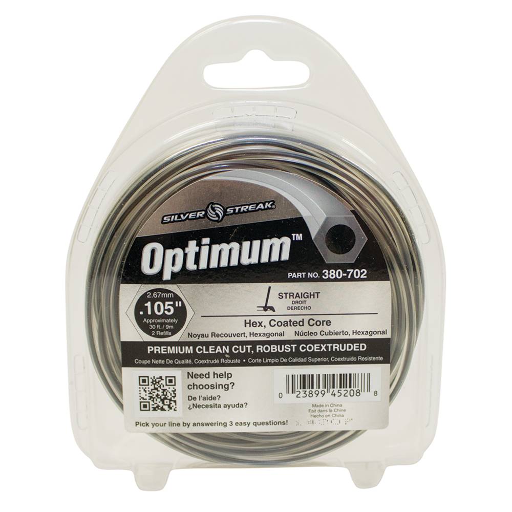 Silver Streak Optimum Trimmer Line .105 30' Clam Shell (Stens 380-702)