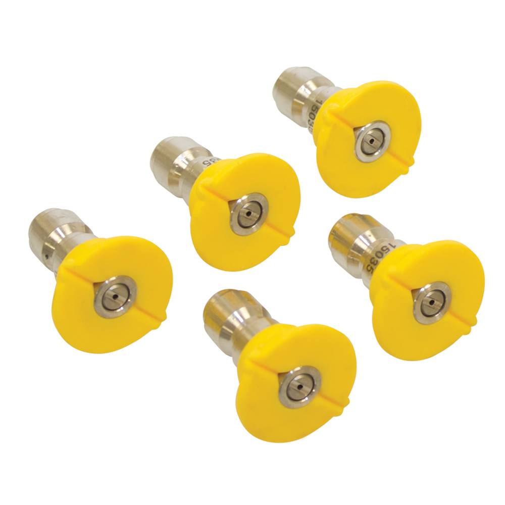 5 Stens Pressure Washer Nozzle Shop Pack 15 Degree, Size 5.5, Yellow (Stens 758-944)