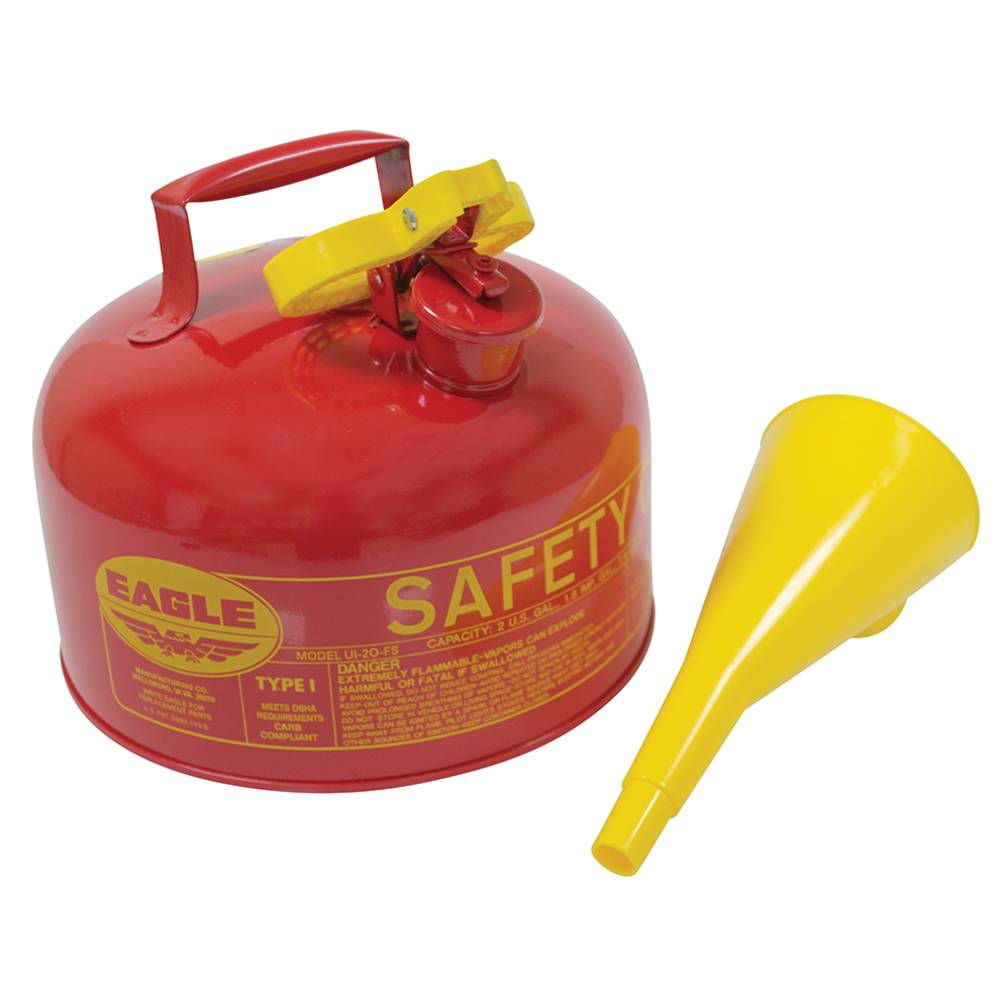 Eagle Metal Safety Fuel Can Eagle 2 Gallon With Funnel (Stens 765-184)