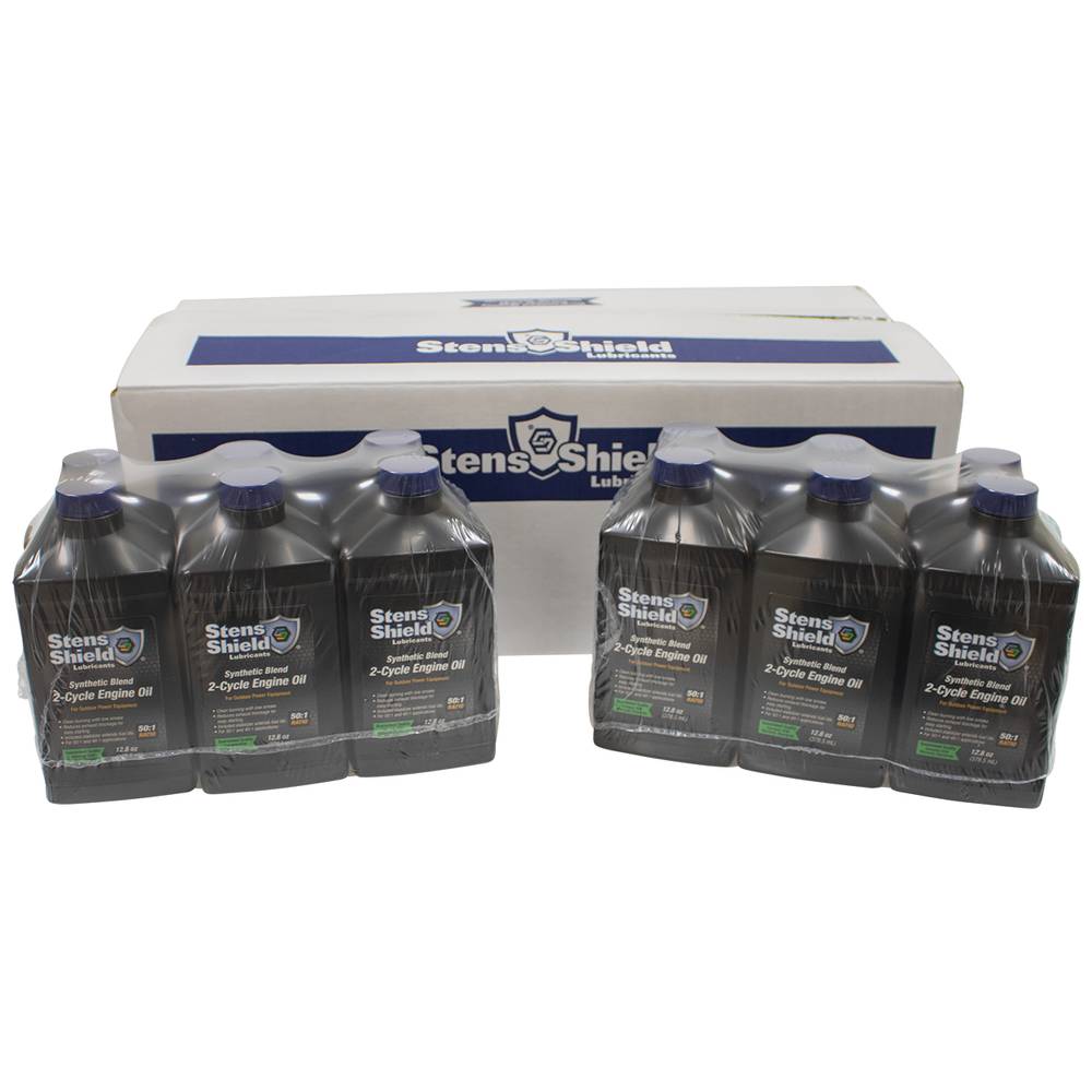 24 Stens Shield 2-Cycle Engine Oil 50:1 Synthetic Blend, 12.8 Ounce Bottles (Stens 770-126)