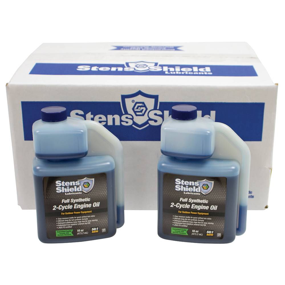12 Stens Shield 2-Cycle Engine Oil 50:1 Full Synthetic, 16 Ounce Bottles (Stens 770-160)