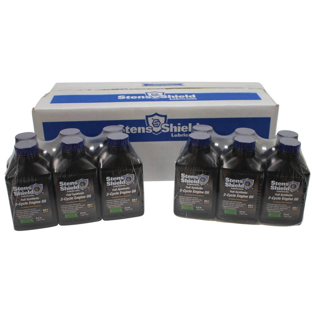 24 Stens Shield 2-Cycle Engine Oil 50:1 Full Synthetic, 6.4 Ounce Bottles (Stens 770-643)