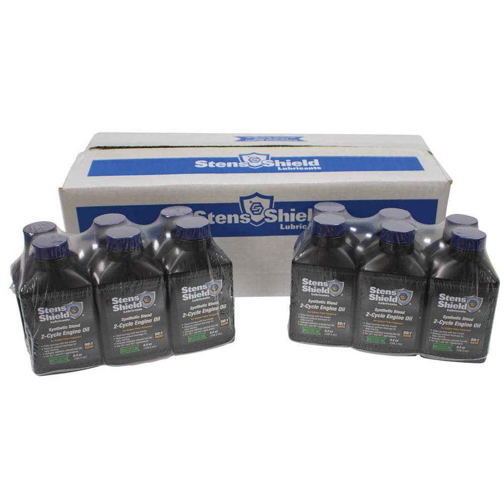 24 Stens Shield 2-Cycle Engine Oil 50:1 Synthetic Blend, 6.4 Ounce Bottles (Stens 770-646)