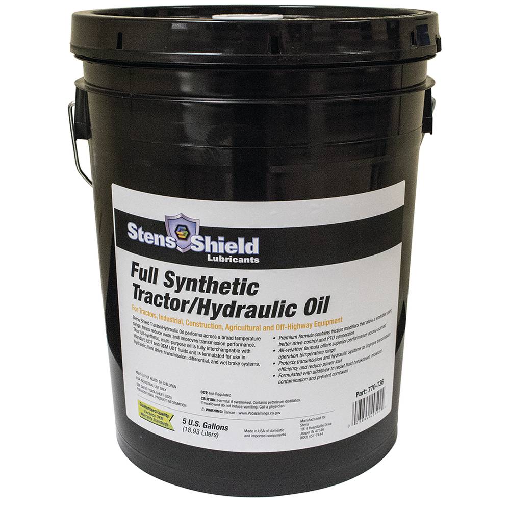 Stens Shield Hydraulic Oil Full Synthetic, 5 Gallon pail (Stens 770-736)