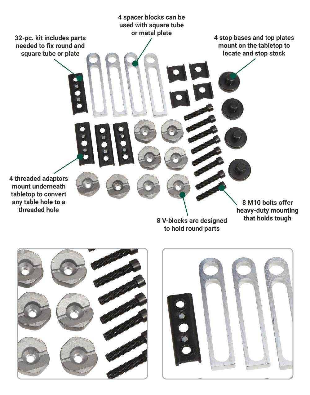 Klutch Welding Table Workhold Accessory Base Kit 32-Pcs (102883)