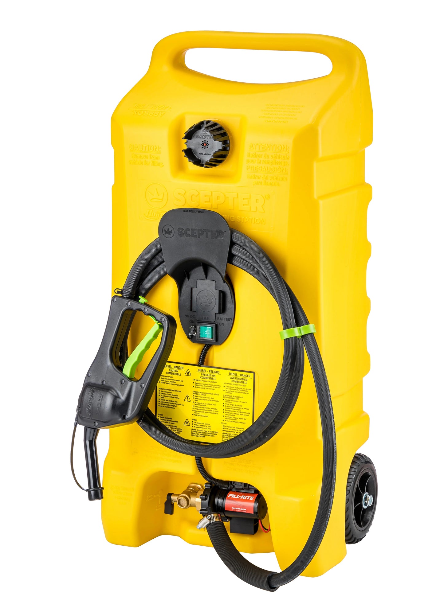 Scepter Flo N' Go Duramax Scepter, 14-Gal Portable Diesel Caddy, Transfer Pump (PFSD1421)