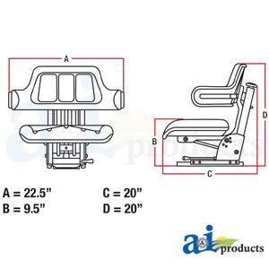 Black Vinyl Wrap Around Back Seat with Slide Track (W333BL)