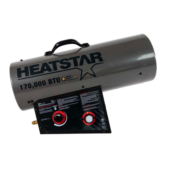 Heatstar 170,000 BTU Forced-Air Propane Heater with Patented Quiet Burner Technology (HS170QFAVT)