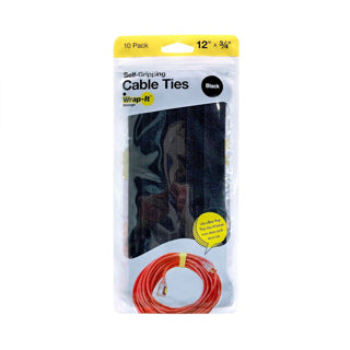 Wrap-It Self Gripping Cable Ties 12" X 3/4" Pack of 12 Black (410-12BL)