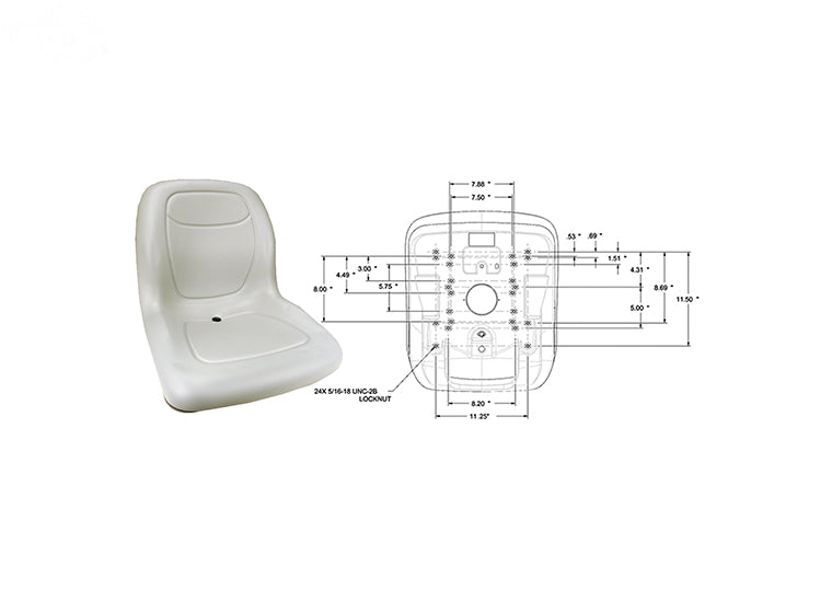 High Back Seat 18" Grey Rotary (13345)