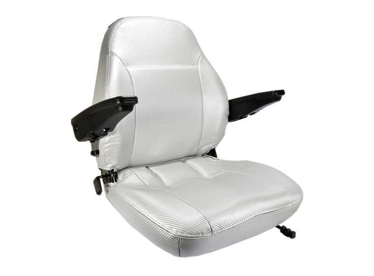 Premium High Back Seat Silver Vinyl Rotary (16513)