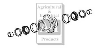 Hub with Bolts, Cups, Cones, Seals, Bushings (80A196)
