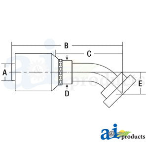 (HW-C62) Code 62 Flange Head - 45° Elbow (C6245-12-12-W)