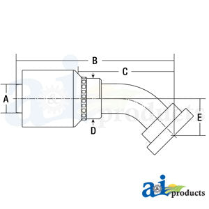 (HW-C62) Code 62 Flange Head - 45° Elbow (C6245-16-16-W)