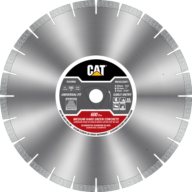 Caterpillar® 600 Pro Early Entry MEDIUM/HARD Aggregate Silent Green Concrete Diamond Blade 6 3/8" (DA33045U)
