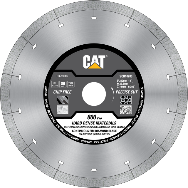 Caterpillar® 600 Pro Silent Laser Scroll Continuous Rim Porcelain Tile Diamond Blade 8" (DA33505U)
