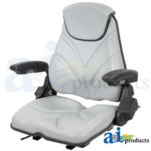 Gray F20 Series Slide Track Seat with Headrest for Agco Tractors Vinyl (F20ST135)