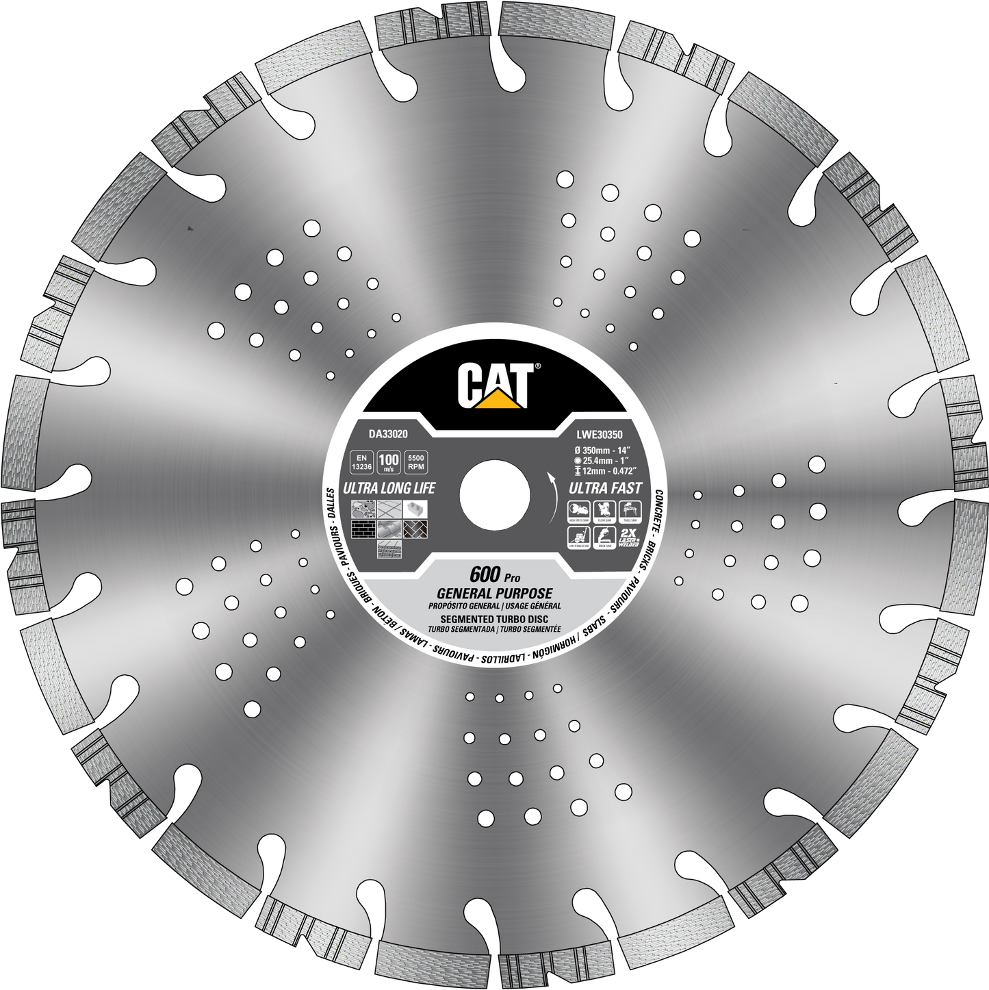 Caterpillar® 600 Pro Segmented Rim Diamond Blade 18" (DA33022U)