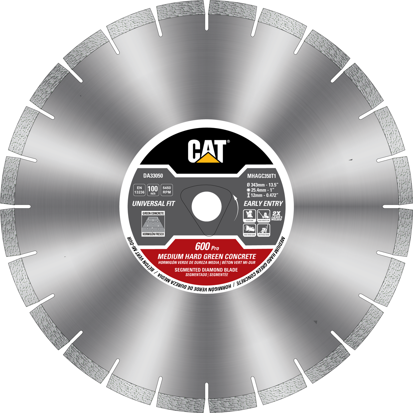 Caterpillar® 600 Rim Early Entry Segmented Diamond Blade, 14" (DA33050U)