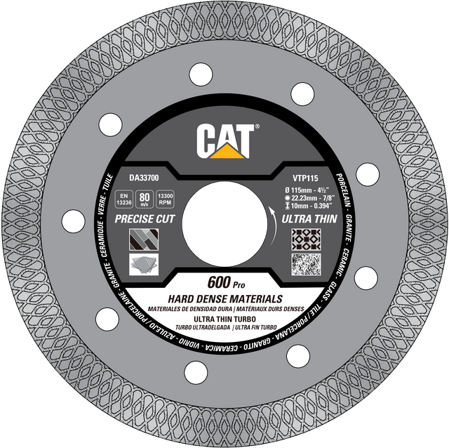 Caterpillar® 600 Pro Armoured Core Ultra Thin Porcelain Tile Diamond Blade 4 1/2" (DA33700U)