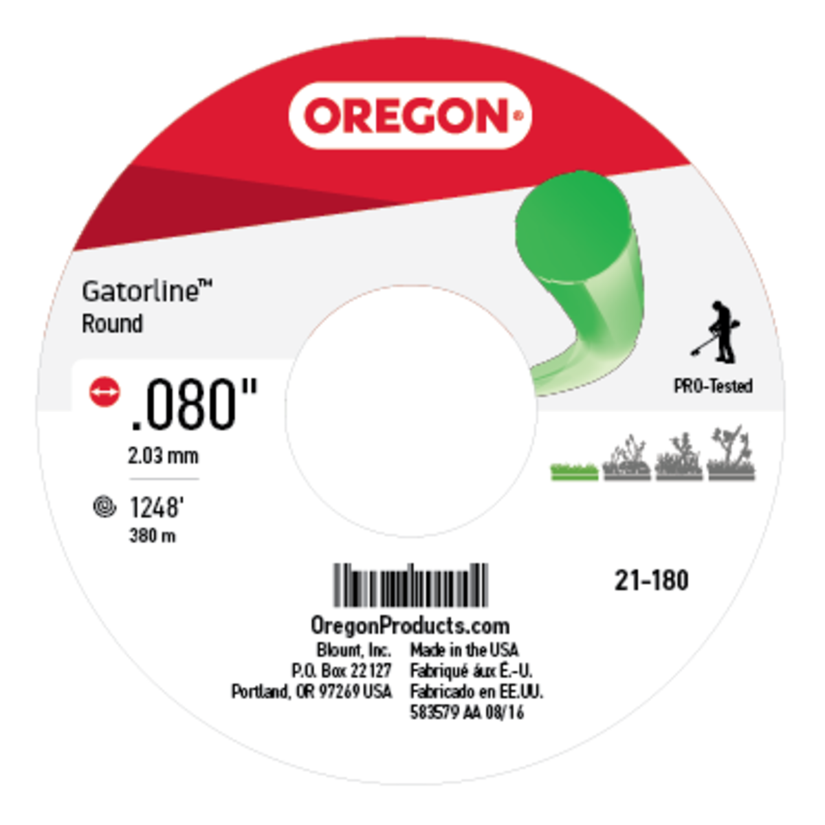 Gatorline Round Green Trimmer Line .080" Ga. 3 lb. Spool