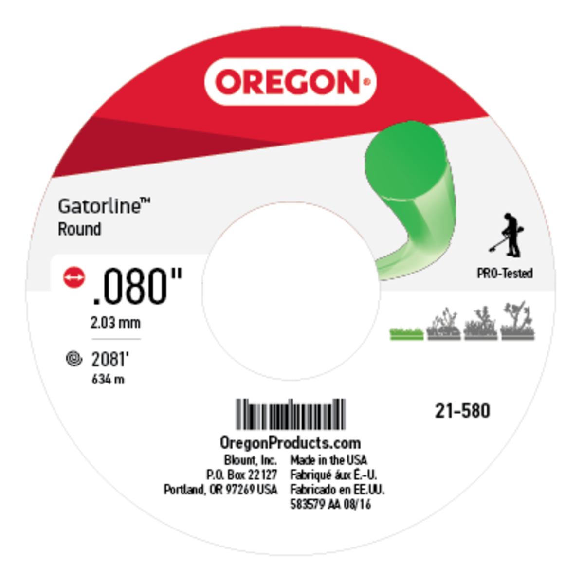 Gatorline Round Green Trimmer Line .080" Ga. 5 lb. Spool