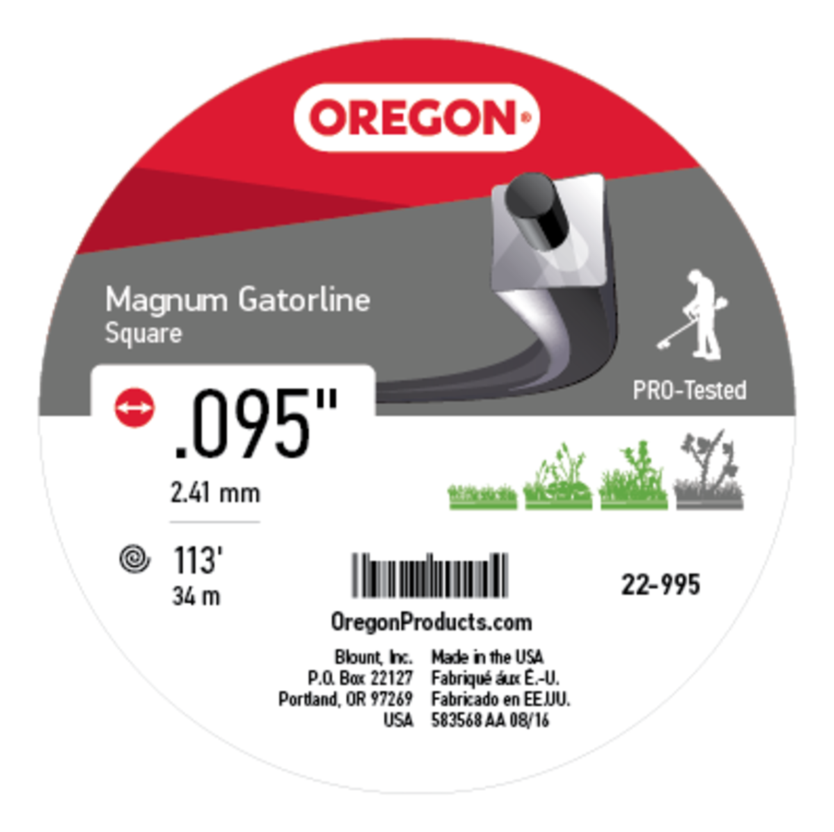 Magnum Gatorline Square Grey .095" Ga. 1/2 lb. Donut