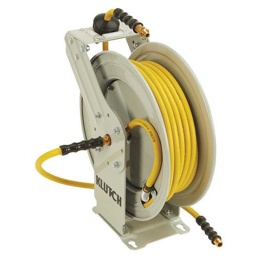 3/8" X 50' Klutch Auto-Rewind Dual Arm Air Compressor Hose Reel With Hose (113688)
