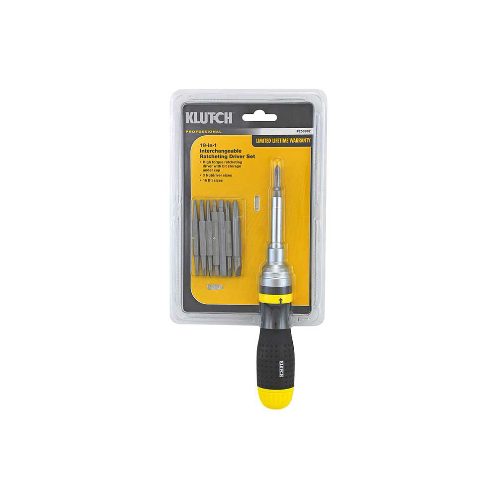 Klutch 19-in-1 Interchangeable Ratching Screwdriver Set (253982)