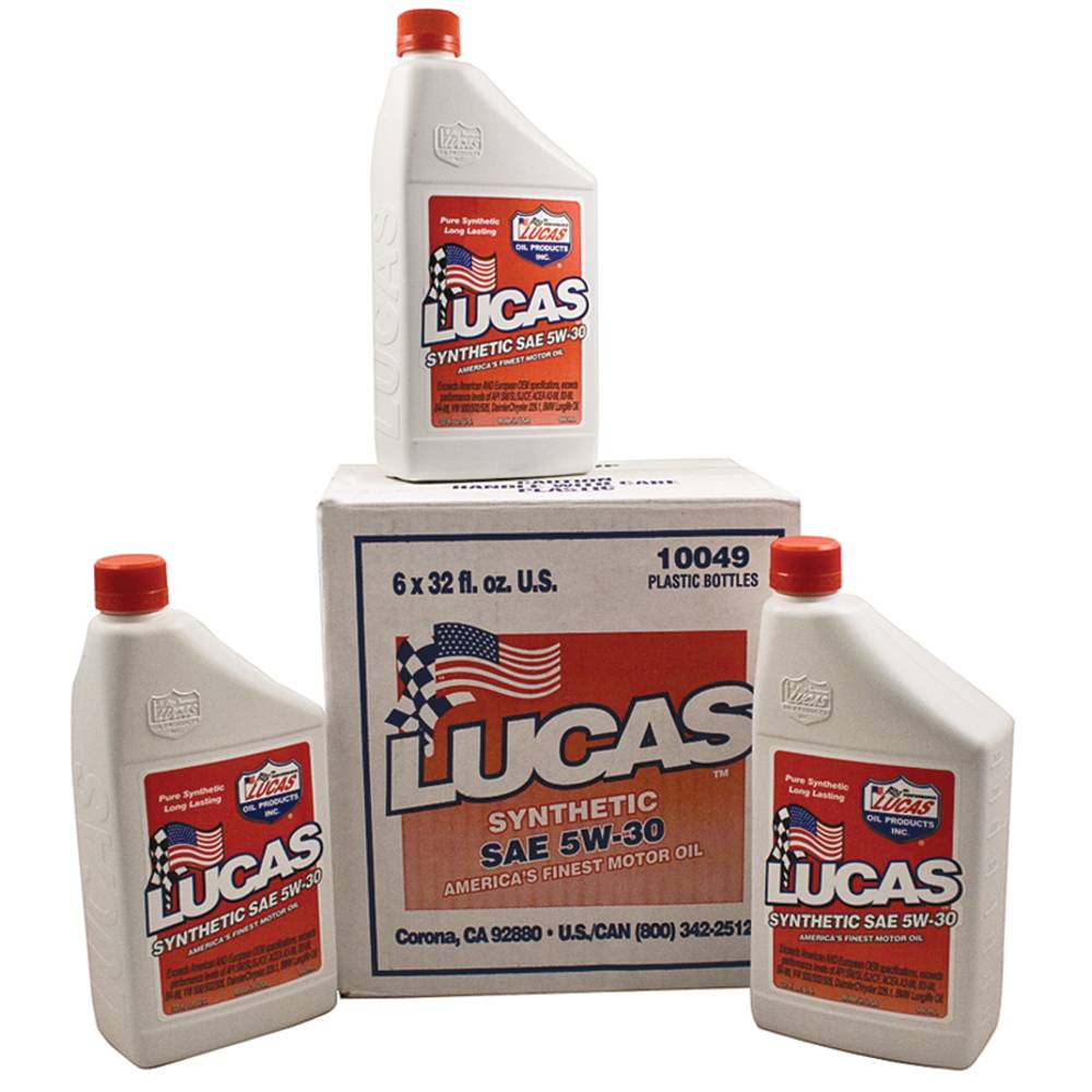 6 Lucas Oil Synthetic Motor Oil SAE 5W-30, Six 32 Ounce Bottles (Stens 051-663)