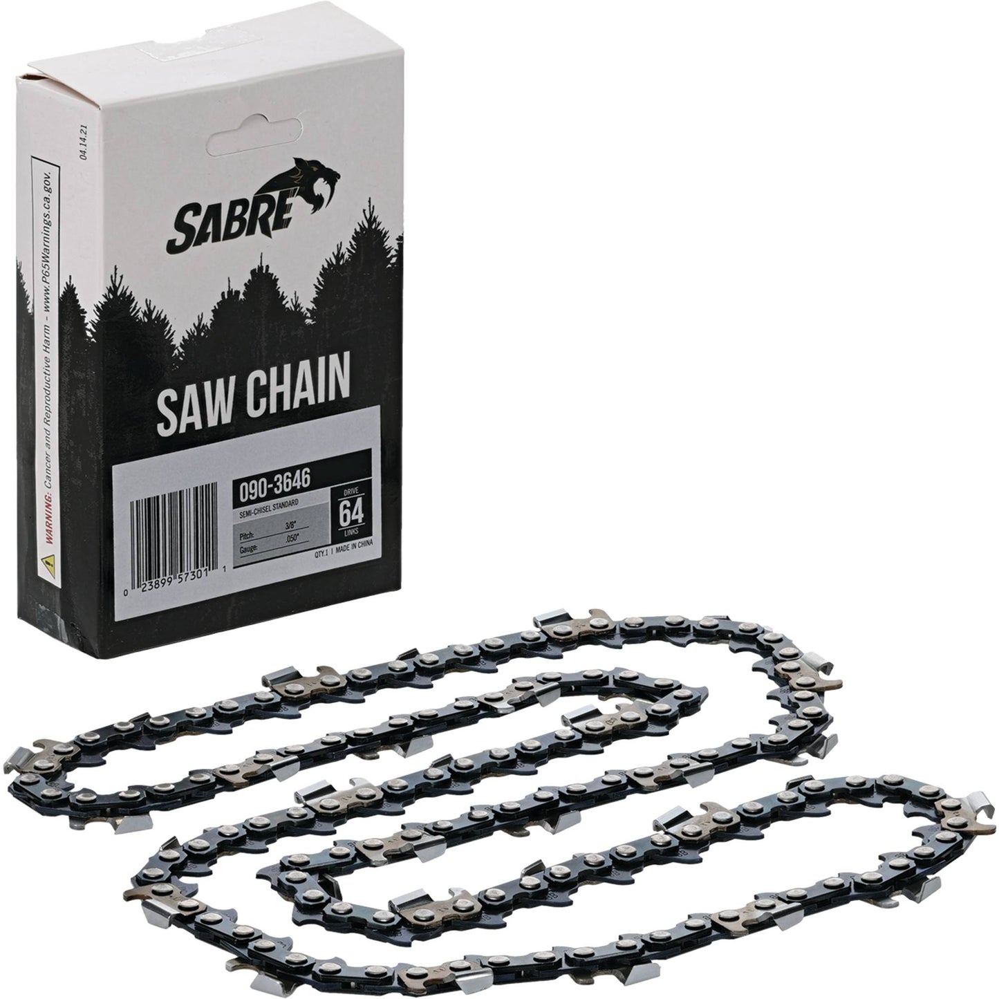 Sabre Chain Pre-Cut Loop 64 DL 3/8", .050", Semi-Chisel Standard (Stens 090-3646)