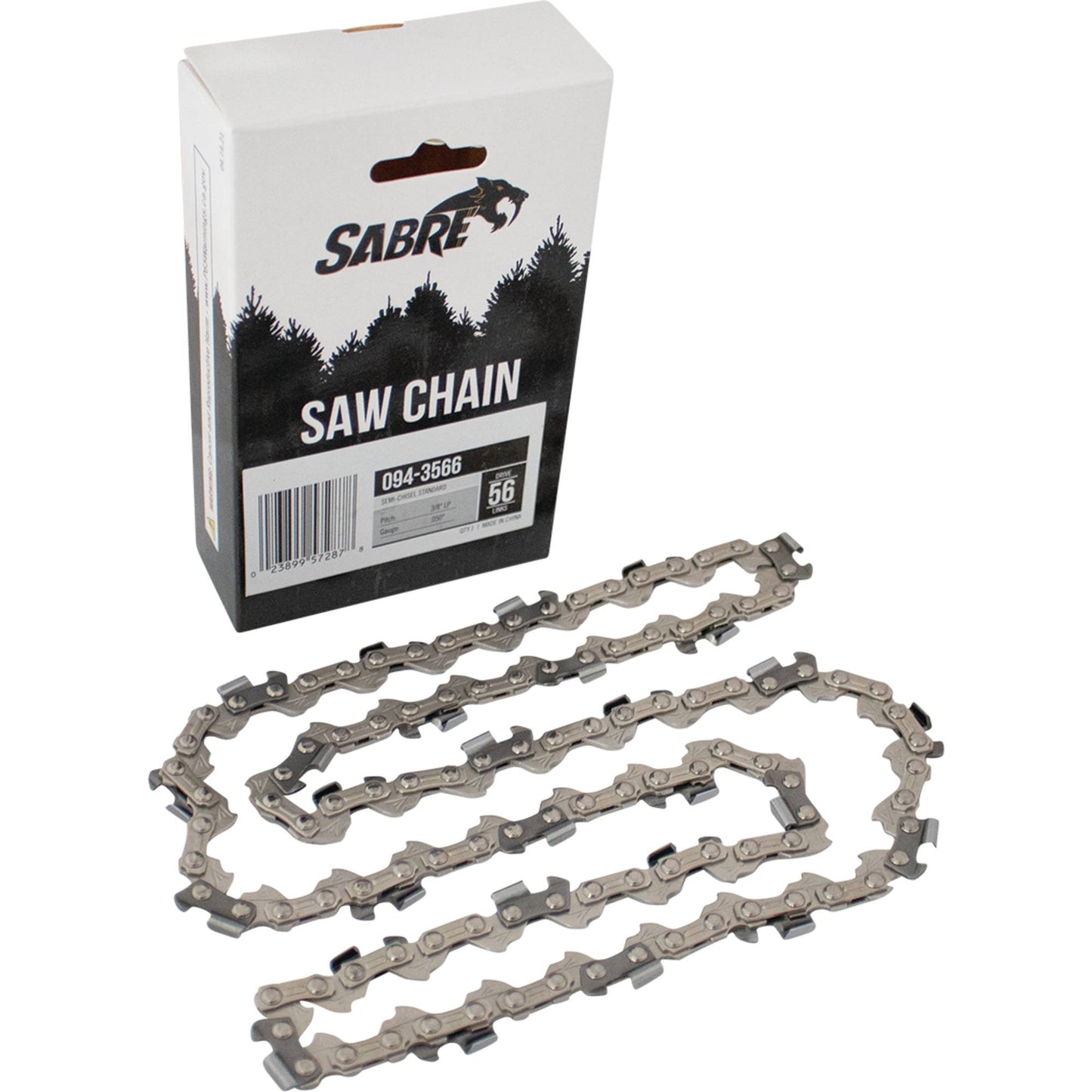 Sabre Chain Pre-Cut Loop 56 DL 3/8" LP, .050", Semi-Chisel Standard (Stens 094-3566)