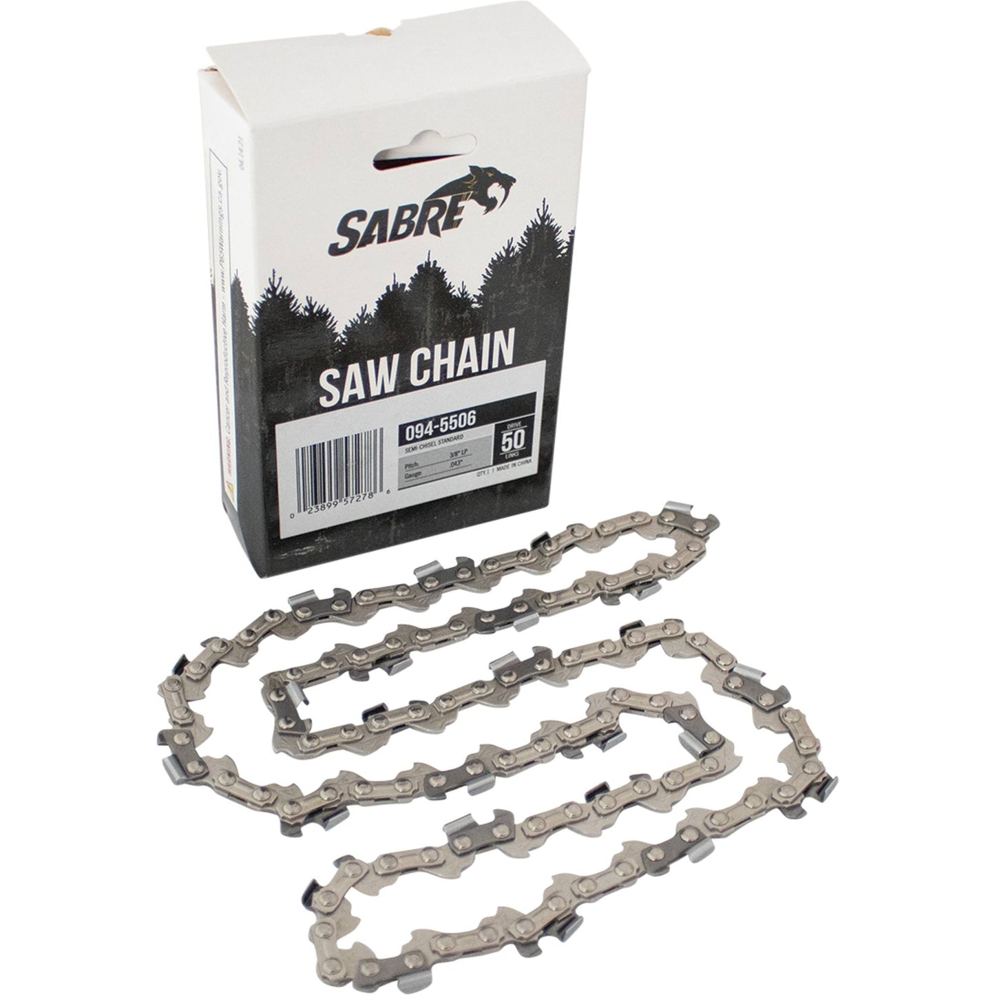 Sabre Chain Pre-Cut Loop 50 DL 3/8" LP, .043", Semi-Chisel Standard (Stens 094-5506)