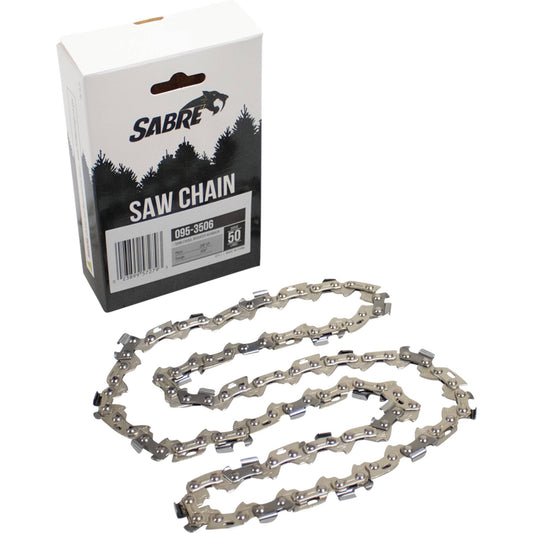 Sabre Chain Pre-Cut Loop 50 DL 3/8" LP, .050", Semi-Chisel Reduced Kickback (Stens 095-3506)