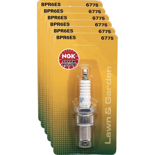 6 NGK Carded Spark Plug NGK 6775/BPR6ES (Stens 130-200-6)