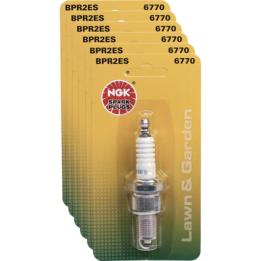 6 NGK Carded Spark Plug NGK 6770/BPR2ES (Stens 130-228-6)