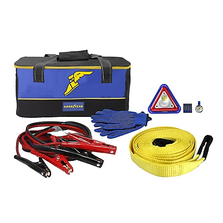 Goodyear Heavy Duty Truck Safety Kit with Jumper Cables, Tow Strap Flash light and more GY3163