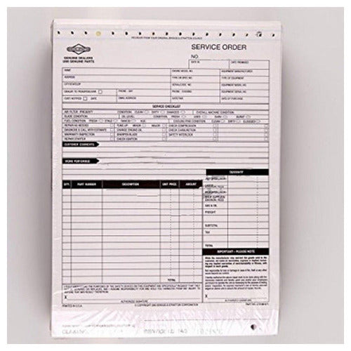 Briggs & Stratton Bulk Pack of 200 Service Order Forms with Laminate (273188)