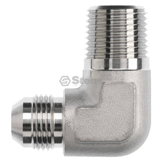 2 Atlantic Quality Parts Hydraulic Adapter Male JIC 37° to Male Pipe 90° elbow (Stens 3001-1371)